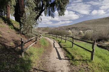 Fototapeta na wymiar Hiking trail in the hills of Southern California.