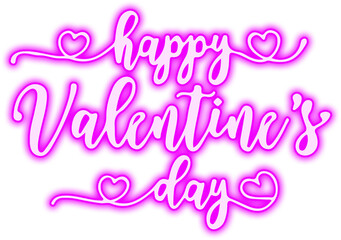 Neon Happy Valentine's Day Typography