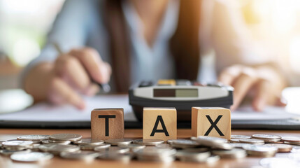 Fototapeta premium Woman working financial and calculations tax