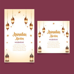 vector watercolor ramadan kareem instagram post and stories