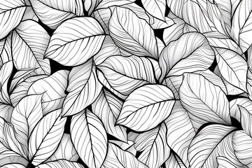 Coloring pages of seamless pattern background with leaves