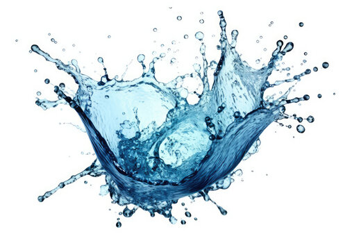 Blue Splash of Water on White Background