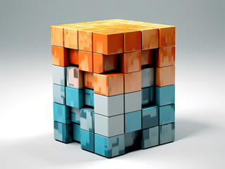 Orange and Blue Cube Stacked
