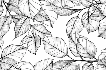 Foto op Canvas Coloring pages of seamless pattern background with leaves © Maizal