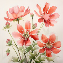 Fototapeta na wymiar Painting of Pink Flowers in a Vase