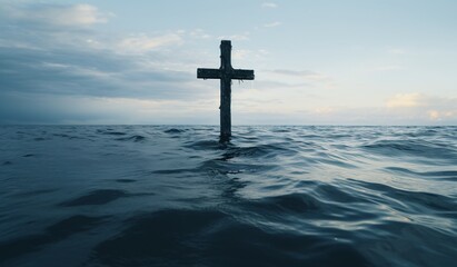 a cross in the water