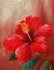 Hibiscus flower abstract art painting