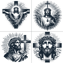 Jesus Christ Crown of Thorns  vector , line art bundle File