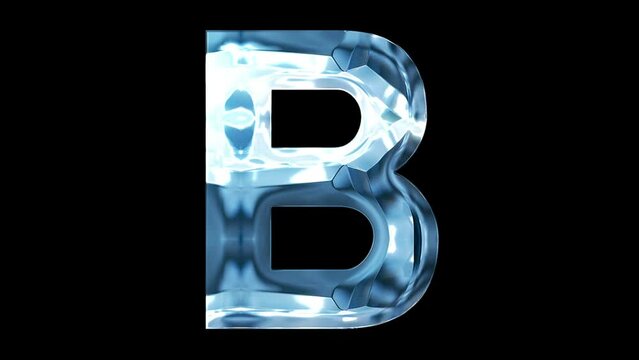B letter alphabet 2024 silver blue shine animation video