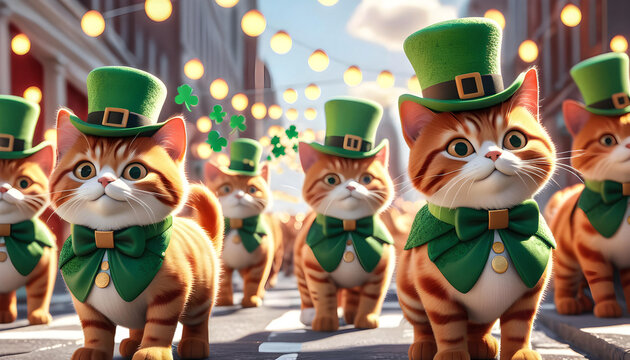 st. patrick's day cats in parade