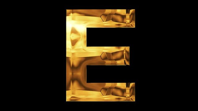 E letter alphabet 2024 golden shine animation video