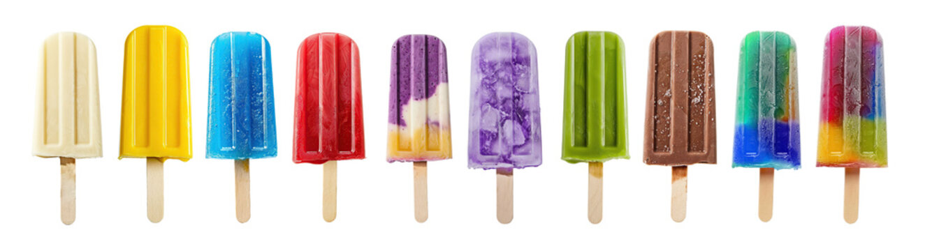 Ice popsicle lolly on transparent background cutout. Isolated cutout on transparent background.