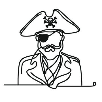 recommend clip art: A pirate in a line drawing style