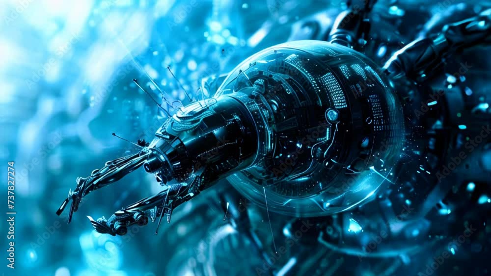 Poster futuristic robot. future technology and artificial intelligence concept.