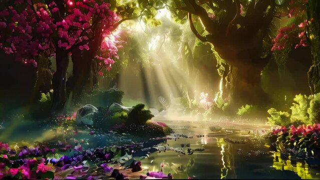 Beautiful fantasy green forest