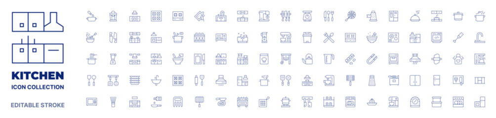Kitchen icon collection. Thin line icon. Editable stroke. Editable stroke. Kitchen icons for web and mobile app.