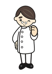 ガッツポーズの男性歯科医