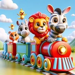 Obraz premium 3D Animal Character on a Train