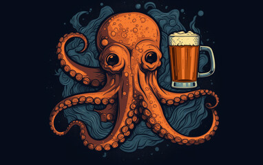 octopus drinks beer, logo