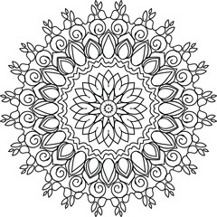 Flower Mandala. Vintage decorative elements. Oriental pattern, vector illustration. Islam, Arabic, Indian, Moroccan, Spanis, Turkish, Pakistani, Chinese, mystic, and Ottoman motifs. Coloring book page