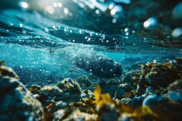 Foto op Plexiglas Ocean plastics, Marine plastic pollution in the water © wildarun