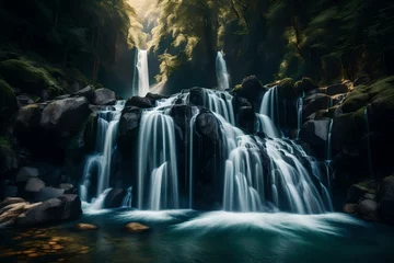 Fototapeten waterfall in yosemite generated by AI technology © abdur