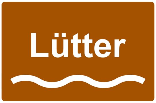 Illustration eines Flussnamenschildes des Flusses "L&uuml;tter"	