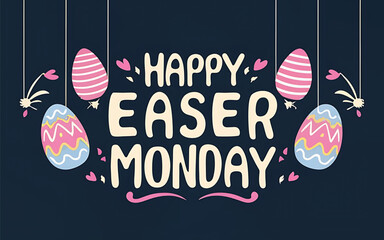 celebrated Easter monday poster template design with egg background
