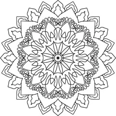 Flower Mandala. Vintage decorative elements. Oriental pattern, vector illustration. Islam, Arabic, Indian, Moroccan, Spanis, Turkish, Pakistani, Chinese, mystic, and Ottoman motifs. Coloring book page