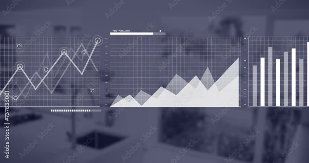 Poster Animation of statistics and data processing over office