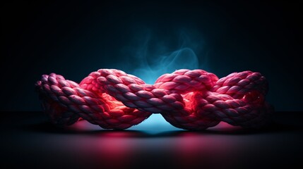 a red rope with smoke - obrazy, fototapety, plakaty