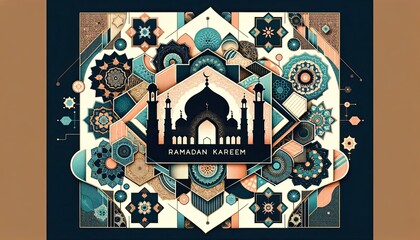 Vibrant Ramadan Celebration: Fusion of Islamic Architecture and Floral Motifs