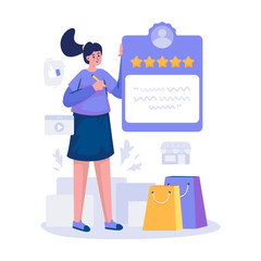 Leaving rating comment feedback illustration