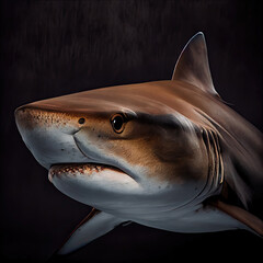 Bronze Whaler Shark Portrait with Artistic Studio Lighting - obrazy, fototapety, plakaty