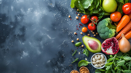 Obraz na płótnie Canvas Healthy food fruit and vegetables background