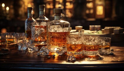 Fototapeta na wymiar A whiskey tasting session with various aged whiskeys