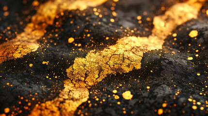 Glimmers of Gold, A Macro Exploration of Precious Metals, Revealing the Rich Textures and Luminous...