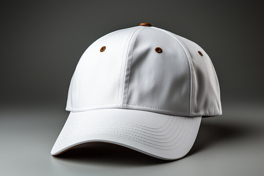 White baseball cap isolated on gray background