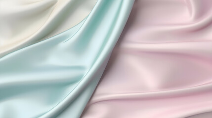 Wave texture silk abstract fabric. Rose, blue, beige fold 3d luxury textile