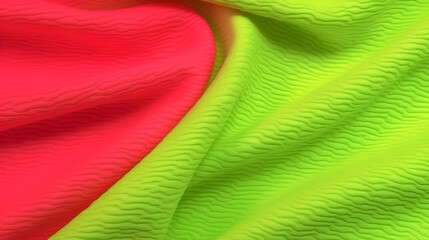 Wave texture silk abstract fabric. red, green background luxury