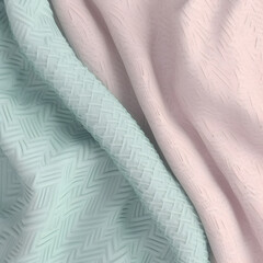 Wave texture silk abstract fabric. Pink, green