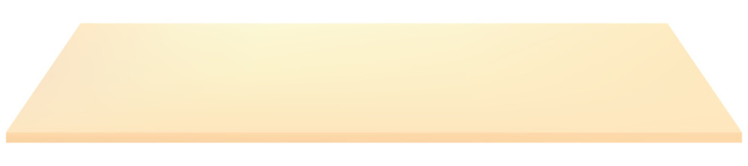 Beige counter top,Empty Yellow shelf for Kitchen decoration.Vector 3d Perspective mockup table top on white background. Bar desk element for product display