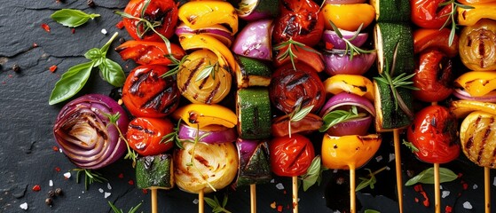 Naklejka premium Vegane und Vegetarische Gemüse Grillspieße, gesund Grillen 