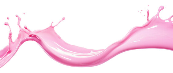 Splash of pink milky liquid similar to smoothie, yogurt or cream, cut out - obrazy, fototapety, plakaty