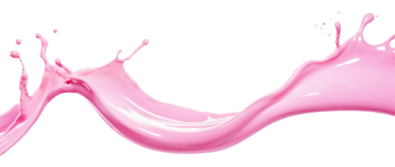 Splash of pink milky liquid similar to smoothie, yogurt or cream, cut out