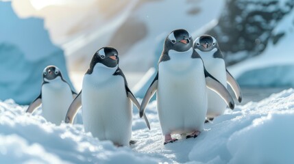 Penguins in Antarctica: Adorable penguins in their natural habitat, conveying the charm of these resilient birds.
