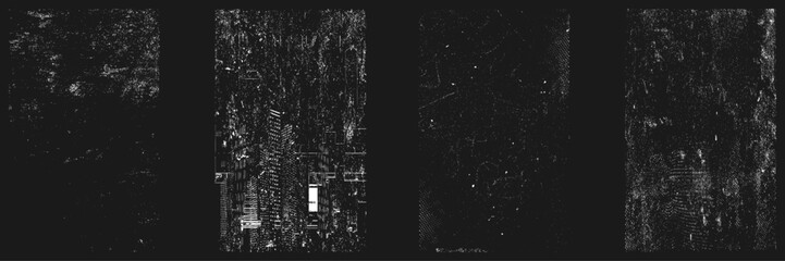 Dark black and white pattern of cracks and scuffs, Grunge background
