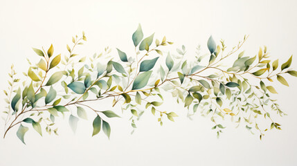 A watercolor painting of leaves and branches.