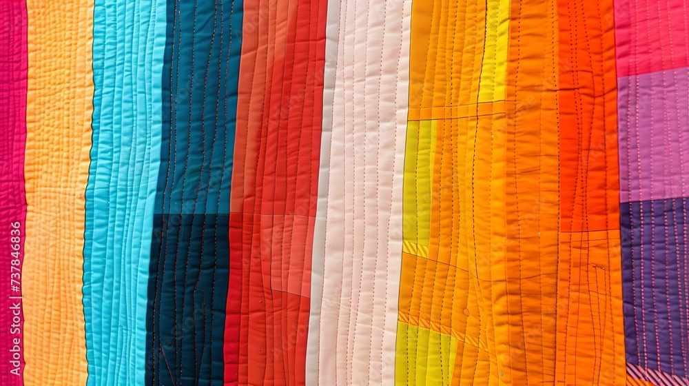 Poster vibrant multicolored textile patterns displayed side by side. textile design, fabric variety showcas