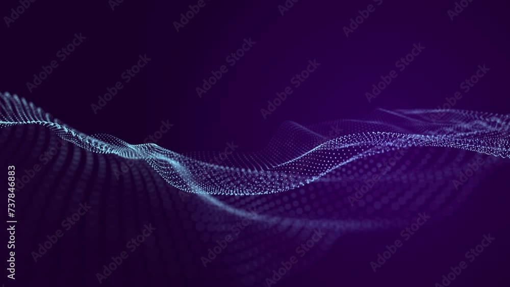 Aufkleber abstract dynamic wave of connected dots and bright particles in space. big data digital technologies